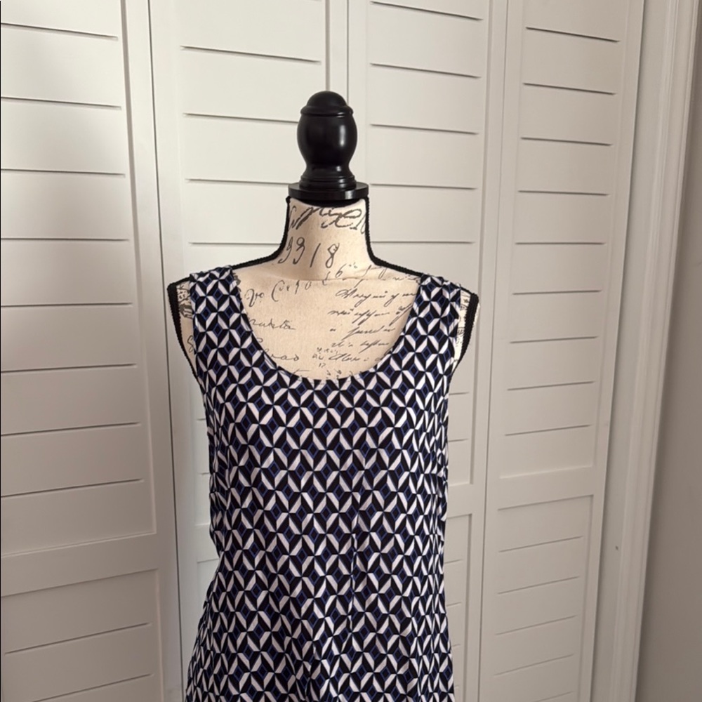 Banana Republic Blue and White Tank Top with Scoop Neckline